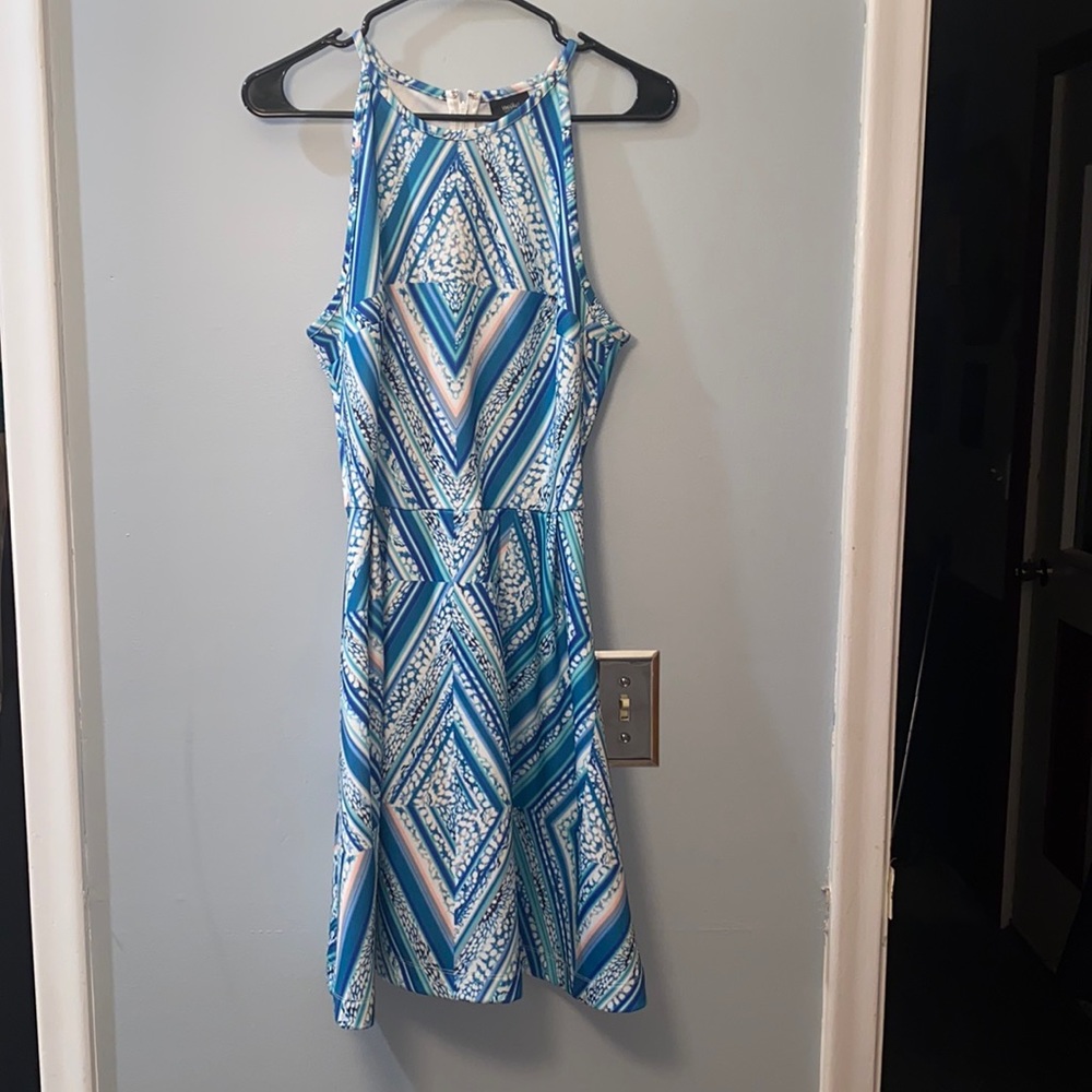 Ocean blue high neck summer dress